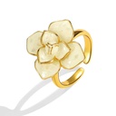 Camellia Flower White Enamel Ring