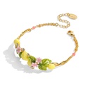 Lemon And Flower Enamel Chain Bangle Bracelet