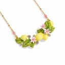 Lemon And Flower Enamel Pendant Necklace