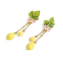 Lemon And Flower Enamel Dangle Tassel Earrings