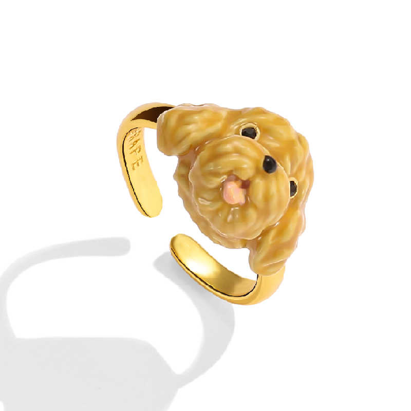 Cute Puppy Enamel Adjustable Ring