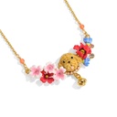 Cute Puppy And Flower Blossom Enamel Pendant Necklace