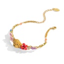 Cute Puppy And Flower Blossom Enamel Bangle Chain Bracelet