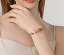 Cute Puppy And Flower Blossom Enamel Bangle Chain Bracelet