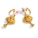 Cute Puppy With Flower Bell Enamel Dangle Stud Earrings