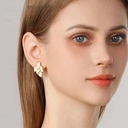 Leaf Shape Elegant Enamel Stud Earrings3