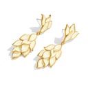 Leaf Shape Elegant Enamel Dangle Stud Earrings2