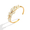 Leaf Shape And Zircon Elegant Enamel Bangle Bracelet1