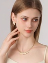 Leaf Shape Zircon Elegant Enamel Collarbone Necklace Bracelet4