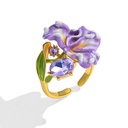 Purple Flower de Luce Irises And Gem Enamel Adjustable Ring1