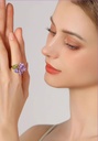 Purple Flower de Luce Irises And Gem Enamel Adjustable Ring3