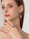 Purple Flower de Luce Irises And Gem Enamel Adjustable Ring4