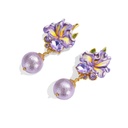 Purple Flower de Luce Irises And Gem Enamel Dangle Stud Earrings2