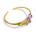 Purple Flower Irises de Luce And Gem Enamel Adjustable Bangle Bracelet1