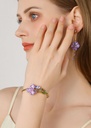 Purple Flower Irises de Luce And Gem Enamel Adjustable Bangle Bracelet3