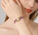 Lavender Purple Flower And Butterfly Enamel Chain Bracelet3