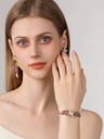 Lavender Purple Flower And Butterfly Enamel Chain Bracelet4