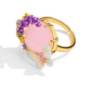 Lavender Purple Flower And Butterfly Enamel Adjustable Ring1