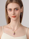 Lavender Purple Flower And Butterfly Pearl Enamel Pendant Necklace4