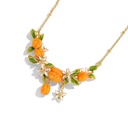 Fruit Apricot Flower Blossom Enamel Pendant Necklace2