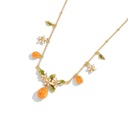 Flower Blossom With Fruit Apricot Enamel Charm Pendant Necklace1