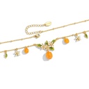 Flower Blossom With Fruit Apricot Enamel Charm Pendant Necklace2