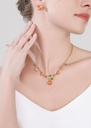 Flower Blossom With Fruit Apricot Enamel Charm Pendant Necklace3