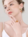 Fruit Apricot With Flower Enamel Adjustable Ring4