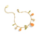 Flower With Fruit Apricot Enamel Charm Chain Bracelet1