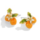 Fruit Apricot Flower Enamel Stud Earrings3