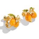 Fruit Apricot Flower Enamel Stud Earrings2