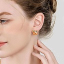 Fruit Apricot Flower Enamel Stud Earrings5