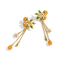 Fruit Apricot And Flower Enamel Dangle Tassel Stud Earrings2