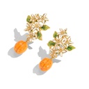 Fruit Apricot Flower Blossom Enamel Dangle Earrings2