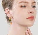 Fruit Apricot With Flower Blossom Enamel Dangle Earrings4