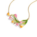 Tulip Flower Blossom Zircon Enamel Pendant Necklace1