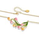 Tulip Flower Blossom Zircon Enamel Pendant Necklace2