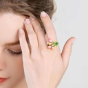 Tulip Flower Blossom Zircon Enamel Adjustable Ring3