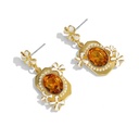 Flower And Stone Gem Enamel Dangle Stud Earrings1