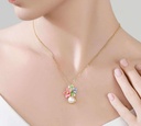 Pink Blue Flower With Pearl Enamel Pendant Necklace3