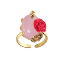 Snake Rose Flower Stone Enamel Adjustable Ring1