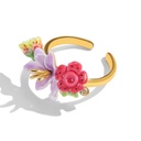 Purple Red Flower Enamel Adjustable Ring2