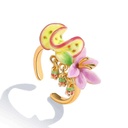 Purple Flower Blossom Enamel Adjustable Ring1