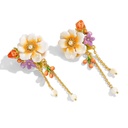 Jasmine Purple Flower Enamel Tassel Dangle Stud Earrings1