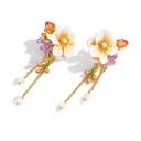 Jasmine Purple Flower Enamel Tassel Dangle Stud Earrings2