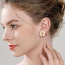 Jasmine Flower Pearl Enamel Stud Earrings3