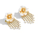 Jasmine Flower Enamel Tassel Stud Earrings1