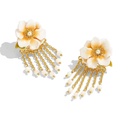 Jasmine Flower Enamel Tassel Stud Earrings2