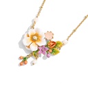 Jasmine Flower Stone Enamel Pendant Necklace1