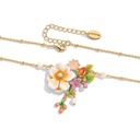 Jasmine Flower Stone Enamel Pendant Necklace2